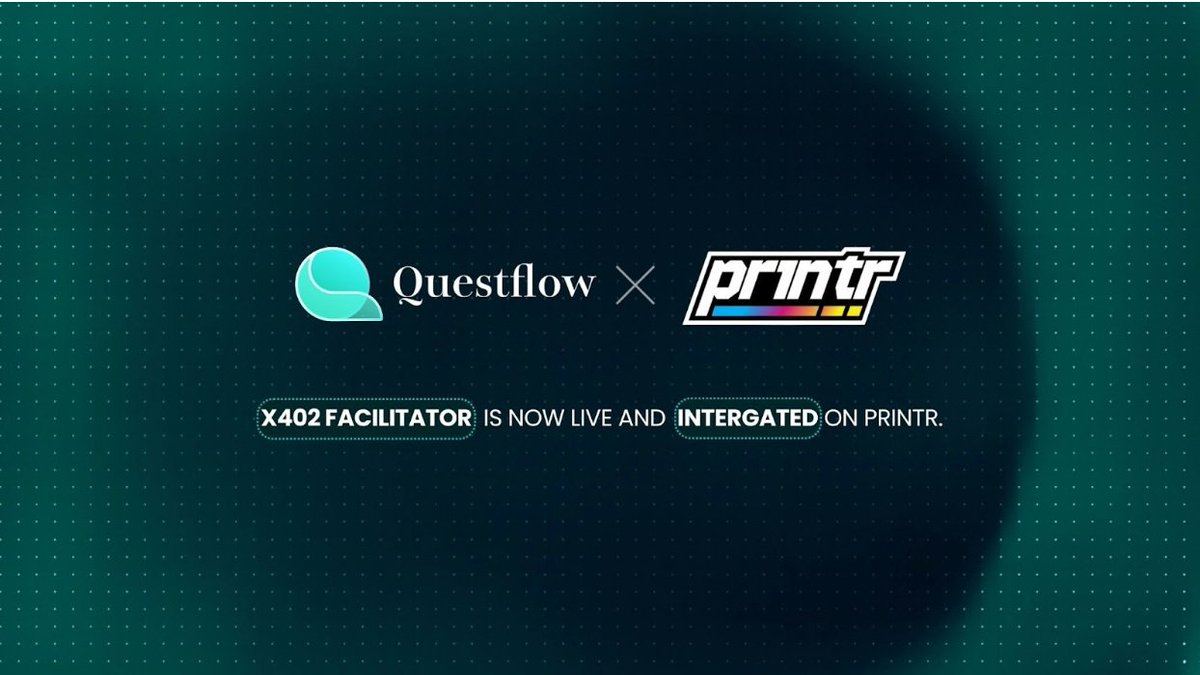 questflow's tweet image. We’ve joined forces with @printr!

We are proud to be the x402 Facilitator for Printr’s launchpad, bringing our agent-native payment infrastructure into a platform that already supports token creation and trading across 69+ chains.

What this unlocks: creators, developers, and…