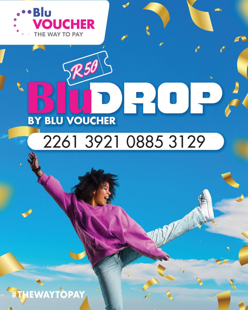 BluVoucher's tweet image. Get ready for something completely different.

This November and December, Blu Voucher is dropping surprise voucher codes at random across our social platforms via our BLU DROPS. 

No waiting. Just fast fingers, sharp eyes, and surprise Blu Drops worth R10, R20, R50, and R100…