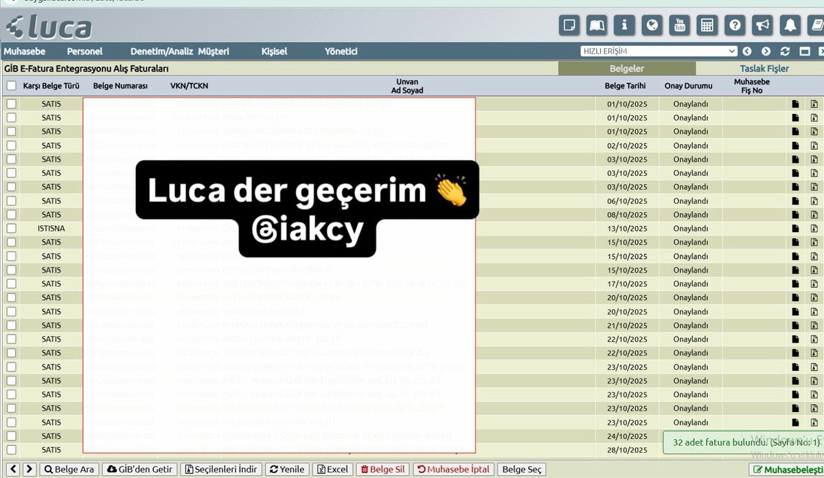 luca da harika bir güncelleme., entegratör farketmeden e-faturaları getiriyor. Ancak kepten veya portaldan iptal edilen faturaları kontrol etmekte fayda var.

#muhasebe
<a href="/Lucayazilim/">Luca Yazılım</a>