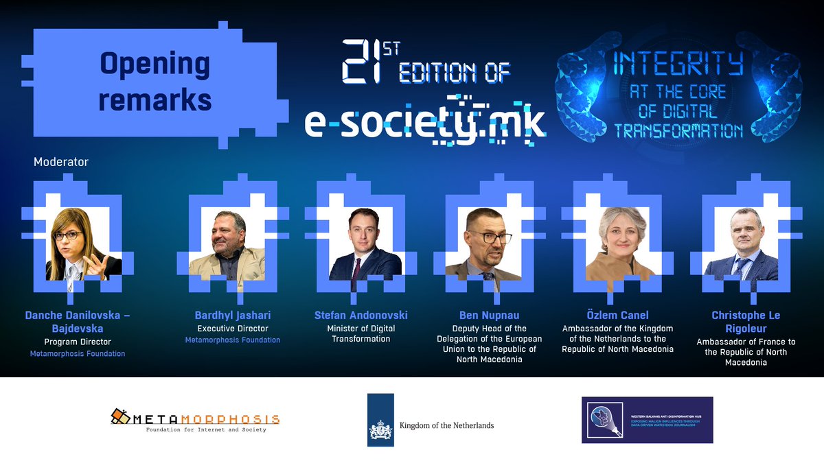 📣 Meet the speakers delivering the Opening Remarks!

The full agenda is available on e-society.mk

📅 Date: 10 December 2025
📍 Venue: Hotel Holiday Inn — Millennium 1 Hall
✍️forms.office.com/e/yzsQgPCpjH