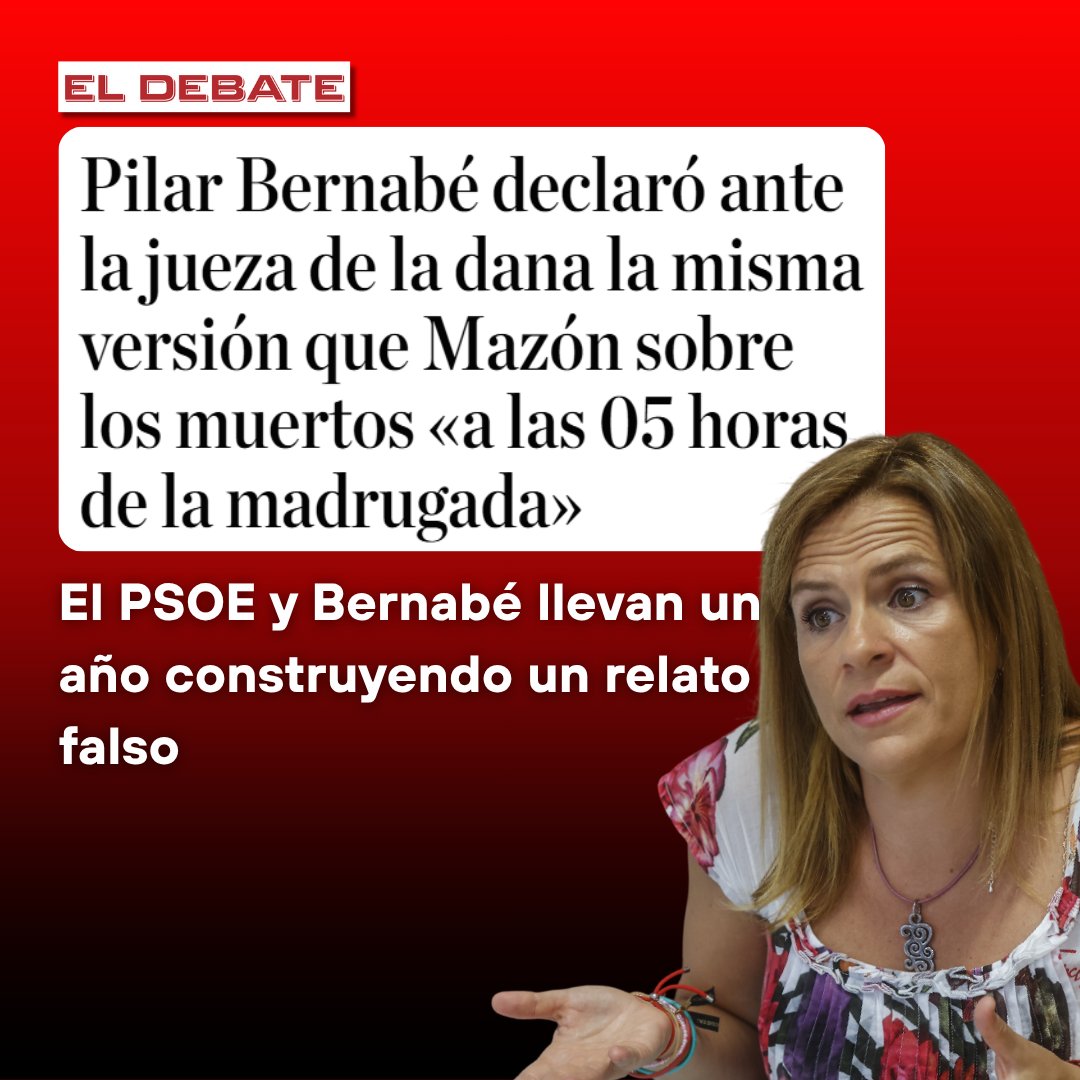 El PSOE y Pilar Bernabé llevan un año construyendo un relato falso y ahora su propia declaración ante la jueza lo desmonta.

Dice exactamente lo mismo que Mazón sobre lo que ocurrió a las 00:05 de la madrugada.