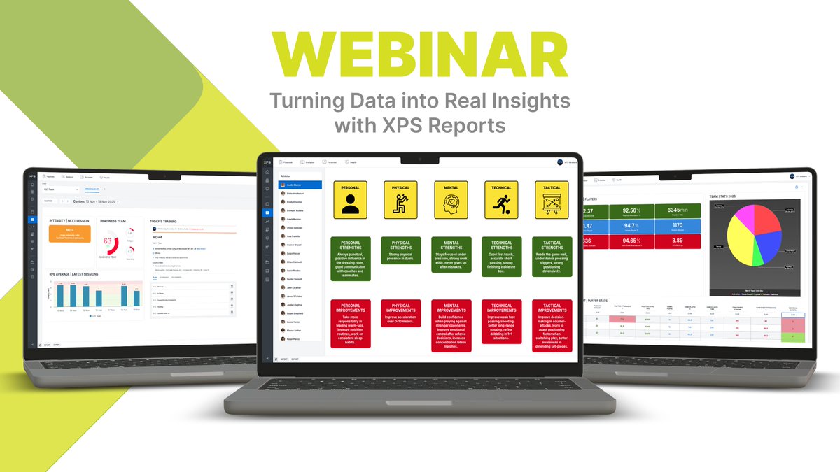🚨 Last chance to register for today’s #XPSWebinar! 💻📱

Want to learn how to build advanced, actionable reports such as:
🔹 IDP - Individual Development Plans
🔹 Head Coach Dashboards with daily performance insights
🔹 Long-term Key Values &amp; Stats for player and team analysis