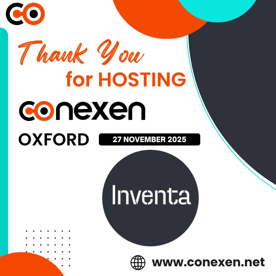 CONEXEN Oxford is Almost Sold Out! 🎉

We're grateful to Inventa/Mission Street for hosting our final CONEXEN Oxford event of 2025 on 27th November.

Register now: lnkd.in/e87rnR_7

See you soon!