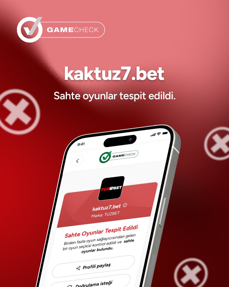 GamecheckTr's tweet image. Dikkat bu sitede sahte oyunlar tespit edilmiştir🚨

👉 Tek yapman gereken: gamecheck.com/tr adresine gir, siteyi sorgula.

📲Önce mutlaka Gamecheck!.

#Gamecheck #GamecheckTR #PlayerProtection #SahteOyun #SahteSite #iGamingIntegrity #GamecheckBeforeYouPlay