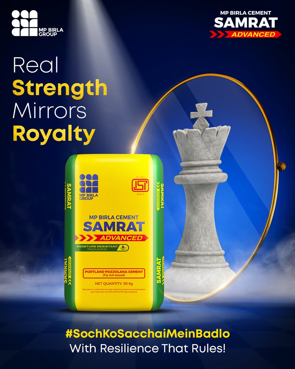 MPBirla_Cement's tweet photo. Cement that rules with strength and technology always wins at constructing royally!
Choose MP Birla Cement Samrat Advanced to build flawless, formidable structures.
.
Soch ko sacchai mein badlo:
https://t.co/GzNG7J3NAt
.
#MPBirlaCement #SamratAdvanced #Cement #Construction #House https://t.co/fX4DjWCKdr