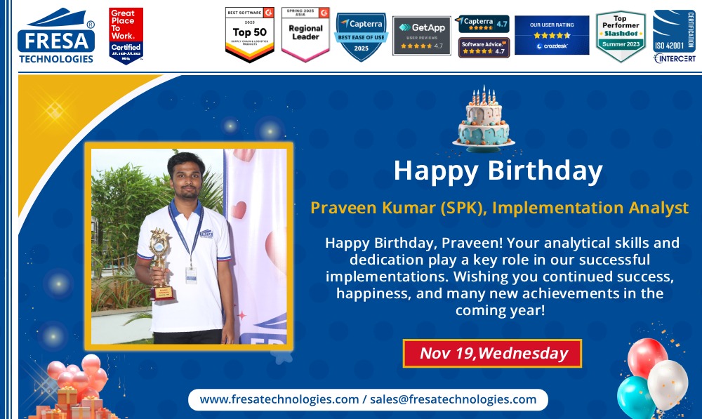 fresatechnology's tweet image. 🎊Happy Birthday, Praveen!🎈🥳

🔗 Visit us: fresatechnologies.com
📧 sales@fresatechnologies.com

#FresaTechnologies #FreightForwarding #ERPforLogistics #SupplyChainTech #FresaGoldERP  #HappyBirthday #Birthday #CelebratingSucces #BirthdayWishes #CheersToSuccess