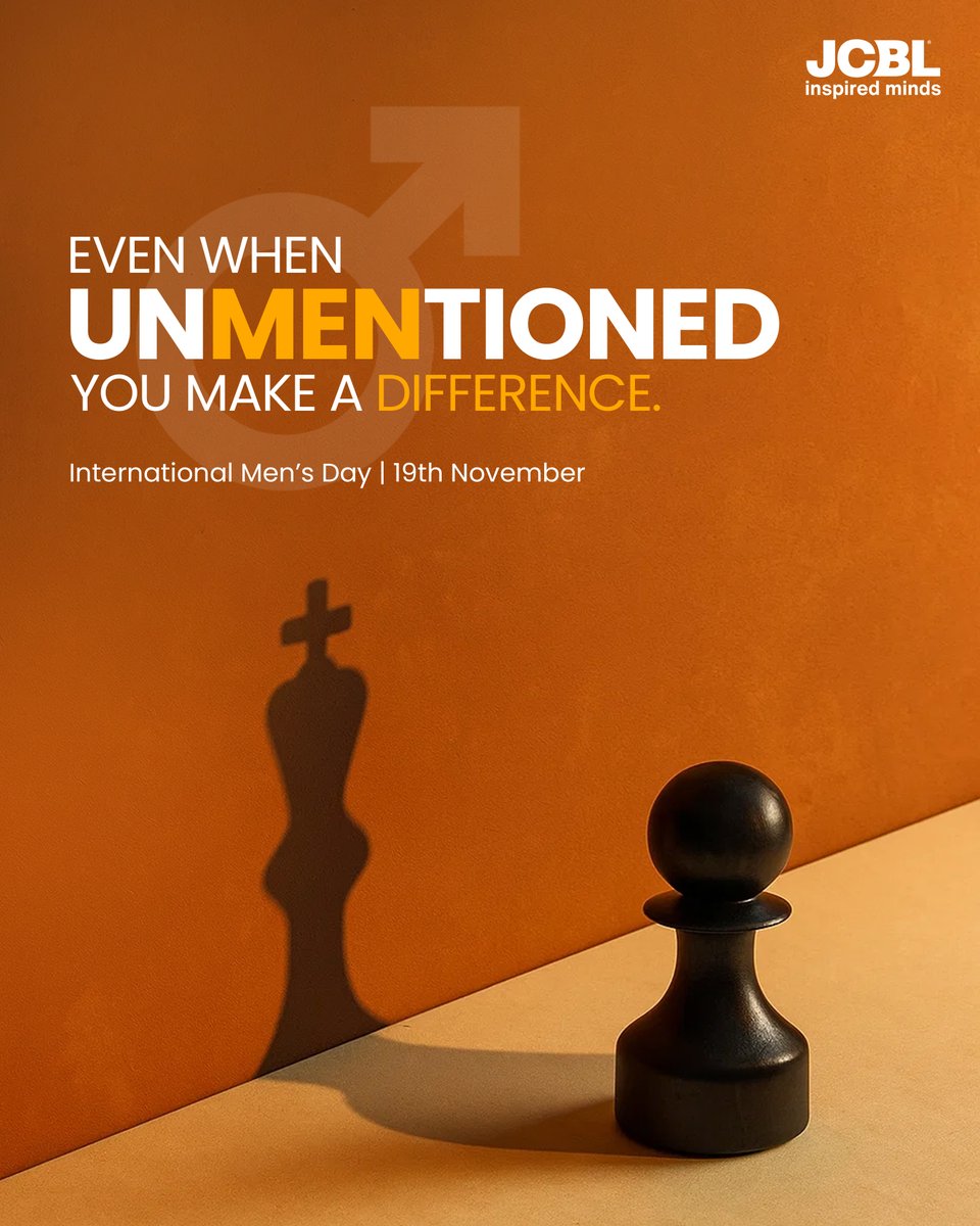 Behind every steady moment, there’s someone choosing responsibility over recognition.

Honouring the ‘Men’ who uplift through action—this International Men’s Day.

#InternationalMensDay #InspiredMinds #JCBLGroup