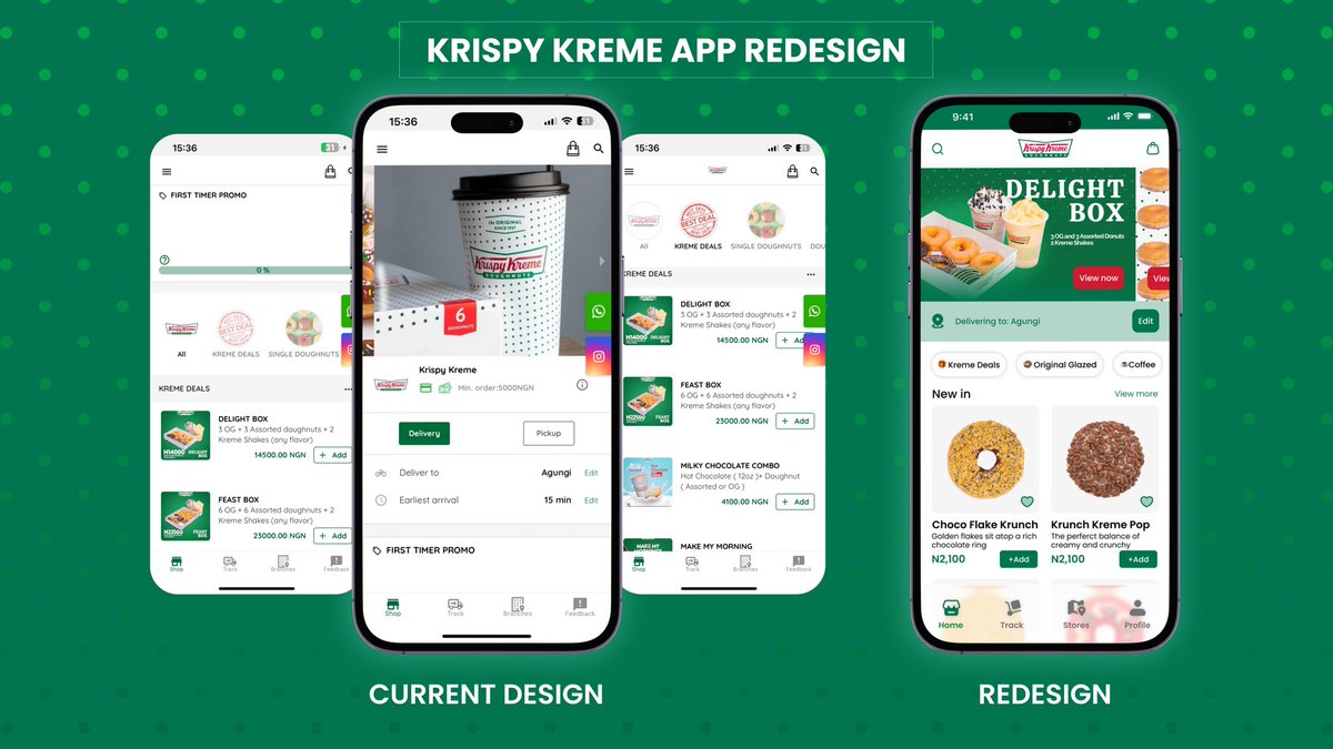 papi_fola_vi's tweet image. Redesigned the Krispy Kreme app because the current UX wasn’t giving “donut joy.”

Focused on clarity, smoother flows, and cleaner hierarchy. 🍩✨
#UXDesign #UIDesign #figma #lovartai #lovart
