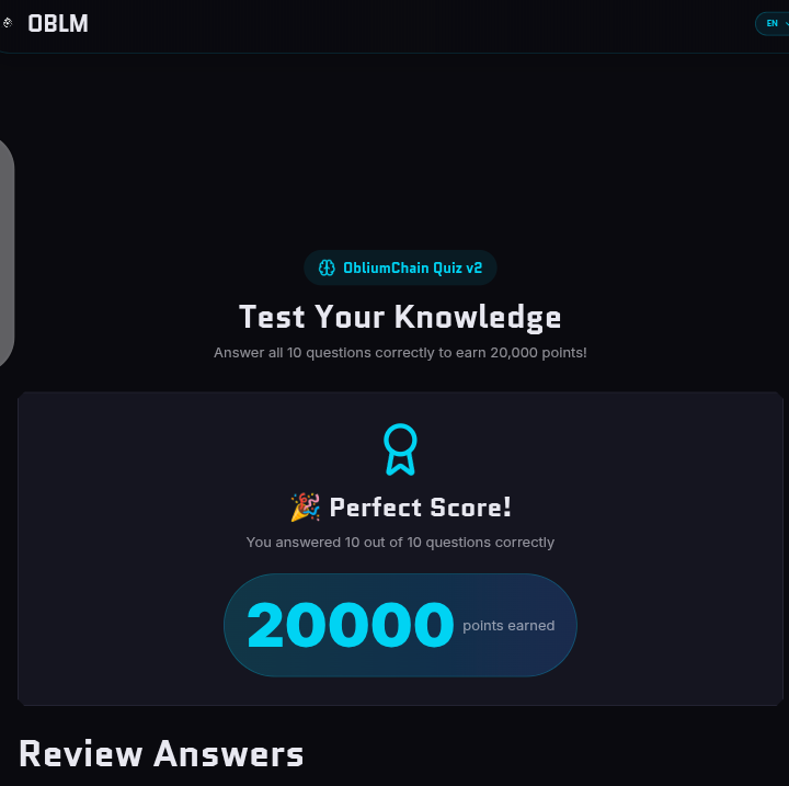 Marusa_MetaX's tweet photo. Just smashed the @theobliumchain Quiz v2 with a perfect 10/10 and secured 20,000 points.
What I love about #OBLIUM is how they turn every step into real value learn the ecosystem, earn rewards, and level up your presence early.
Most projects make you guess your way through.
OBLIUM teaches you the system while letting you build your position.
If you’re sleeping on this, you’re already behind.
$OBLM season is just getting started. Don't be left behind
Join if you haven't 👇🏾
https://t.co/wUdj74VbZO