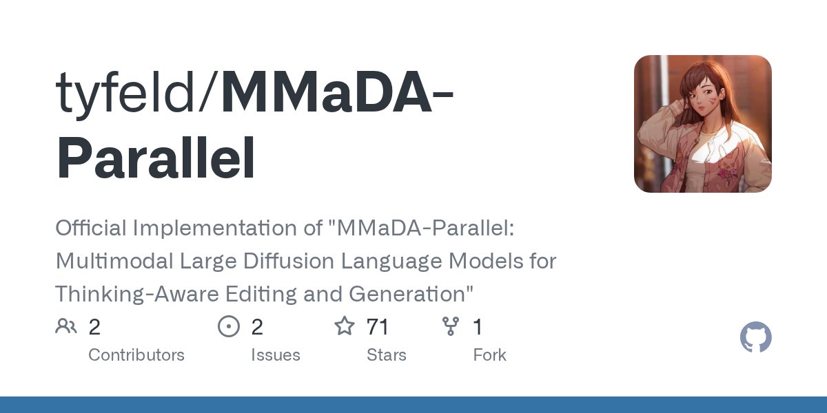 hackernewstop5's tweet image. Multimodal Diffusion Language Models for Thinking-Aware Editing and Generation #HackerNews
github.com/tyfeld/MMaDA-P…
