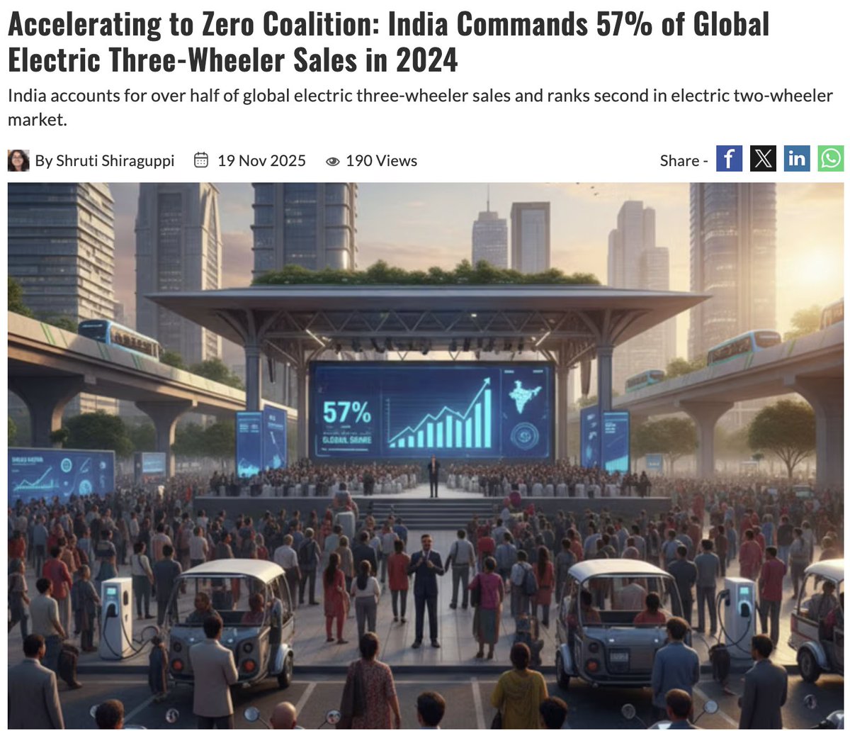 🚛⚡ After leading #EV adoption in 2W &amp; 3W ( 80% sales) India is now targeting the biggest emitters: medium &amp; heavy-duty trucks, just 3% of vehicles but 44% of transport #GHGemissions
A timely, welcome shift under PM e-DRIVE. 
Noted by <a href="/amitbhatt4u/">Amit Bhatt 🇮🇳</a> <a href="/TheICCT/">The ICCT</a> 

<a href="/autocarpro/">Autocar Professional</a> :