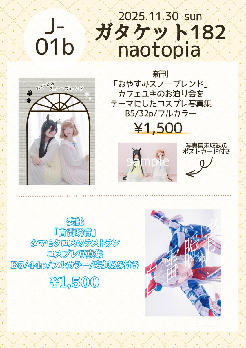 11/30 ガタケ182 【お品書き】 J-01b「naotopia」 ☕❄写真集を頒布