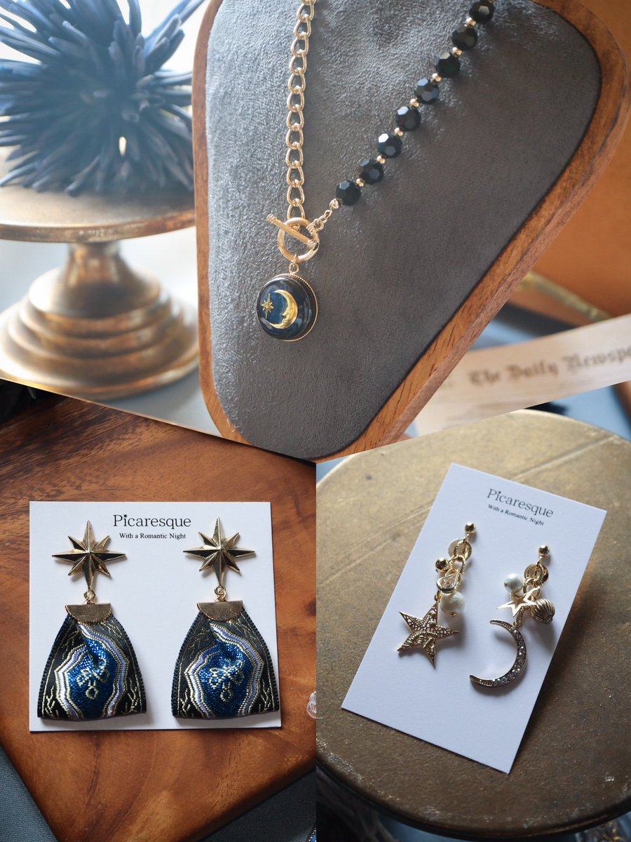 11/20(木)18:00〜より宙フェス夜市WEB SHOPにて販売スタートする作品をツリーにぶら下げます🚀💫 #宙フェス #宙フェス夜市

まずはこちらの新作3点。
・夜空のタイル-Someone's Memories-ネックレス
・一等星の勲章
・Sparkling Star