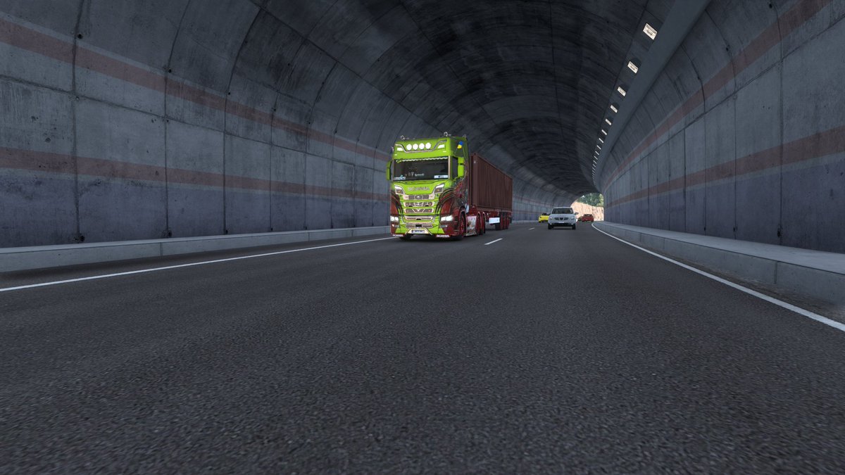 billy_speed's tweet photo. Euro Truck Simulator 2 I am carrying  Used Plastics I start in Geneva end was Marseille I am leaving the depot and I see a flag with bridge then driving in the tunnel doing my trip out

#EuroTruckSimulator2
#ETS2
@SCSsoftware
@ScaniaGroup https://t.co/LUtHgXNmNP