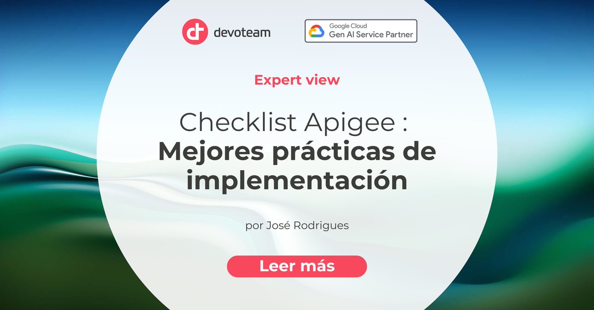 gcloud_es's tweet image. 🚀 Nuevo post: cómo hacer que Apigee impulse tu estrategia de IA.
Checklist práctico para llevar tus APIs de técnicas a estratégicas.
👉 devo.team/uGHSo
#GoogleCloud #Apigee #APIM #IA #Devoteam