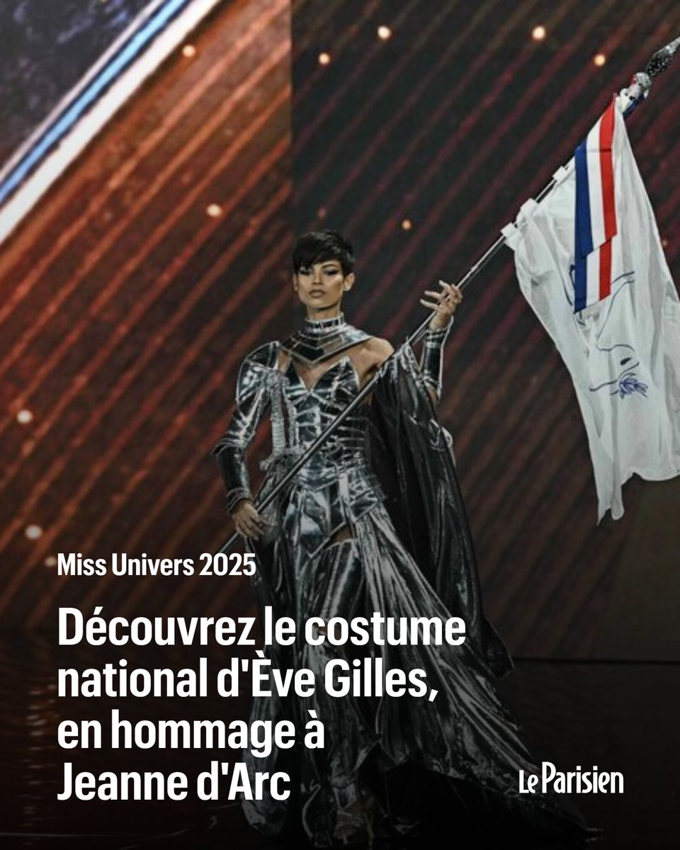 le_Parisien's tweet photo. 💬 «Dans un monde aussi divisé, je voulais incarner cette guerrière engagée pour la paix»

Ève Gilles a impressionné aujourd'hui à l'occasion du défilé en costume national. La Miss France 2024 était vêtue d’un ensemble argenté en hommage à Jeanne d’Arc

➡️ https://t.co/q7CQy75rva https://t.co/WNMWQgTSJW