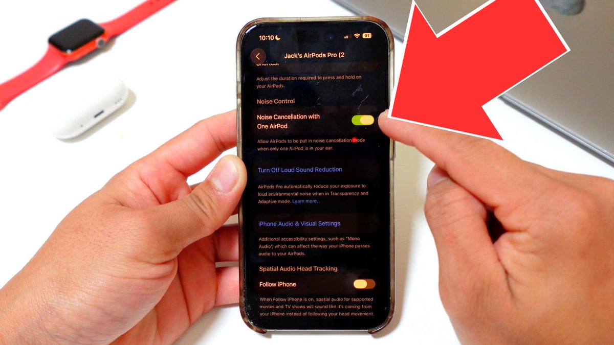 realjackeal's tweet image. New video is up!

Here&apos;s how to turn on noise cancellation with only one airpod pro earbud, so you can keep your other ear free: youtu.be/Lcw4JXzVeX4

Subscribe for more Apple tips!

#appletips #iphonetips #airpodtips