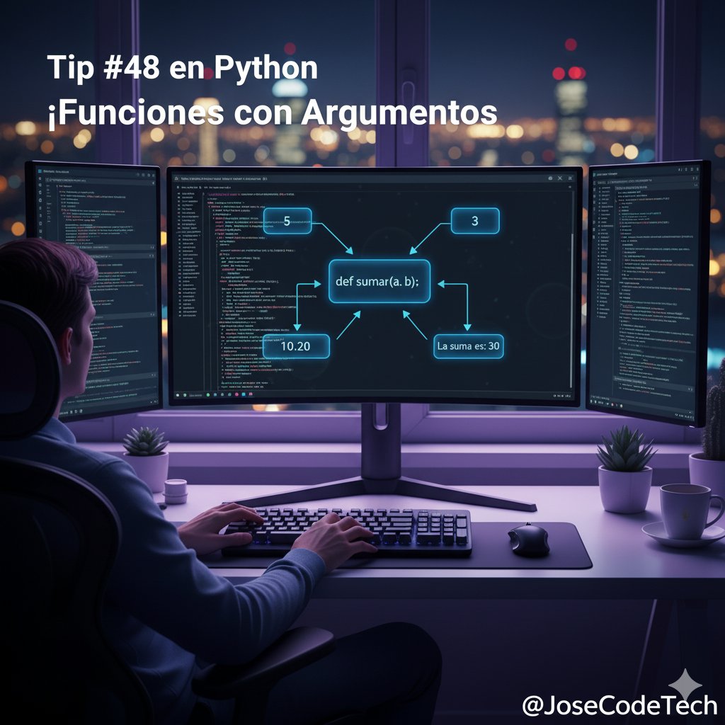 josecodetech's tweet image. 💡Tip #48 en #Python
¡Haz tus Funciones más inteligentes con Argumentos!
def sumar(a, b):
resultado = a + b
print(f&quot;La suma es: {resultado}&quot;)
sumar(5, 3)    # Llama a la función con 5 y 3
sumar(10, 20)  # Llama de nuevo con otros valores
🎥 youtube.com/@josecodetech/
#Programacion