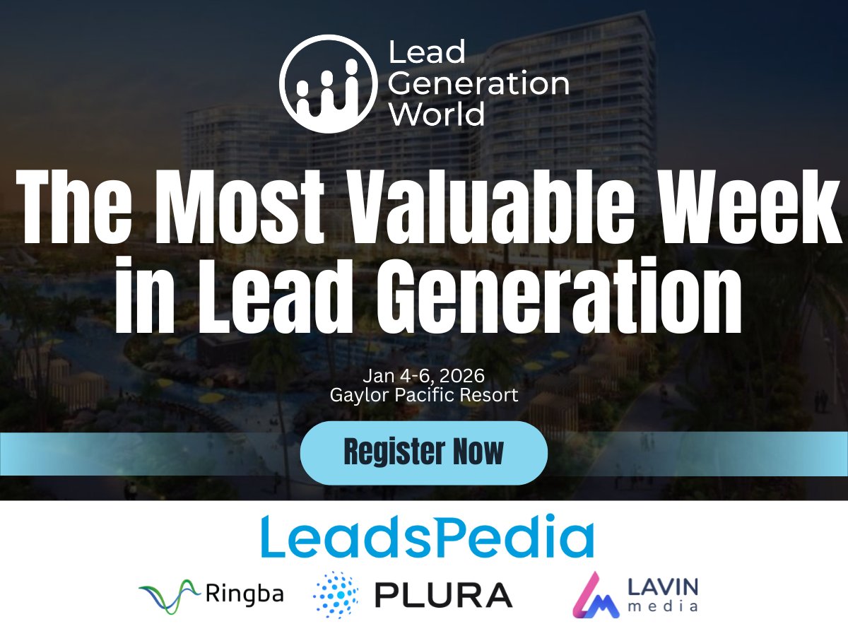 LeadGenerationW's tweet image. The LGW 2026 agenda is loaded: Lead Buyer Summit, BiPM Summit, industry meet-ups, virtual networking, the AFFY Awards, and the Dombresky attendee party. Join us in San Diego.
 leadgenerationworld.com
