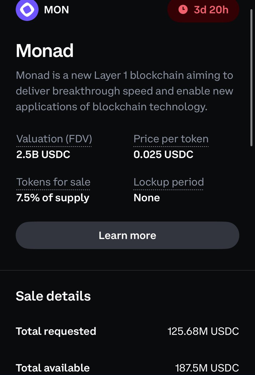 I have a feeling that Coinbase is going to pump $MON just to show the strength of its ICO platform.
