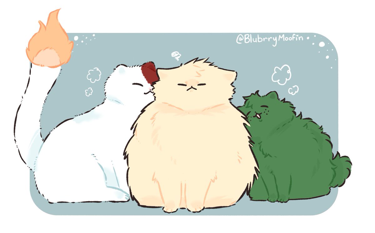 BlubrryMoofin's tweet image. Winter coat origin trio 🐱❄️