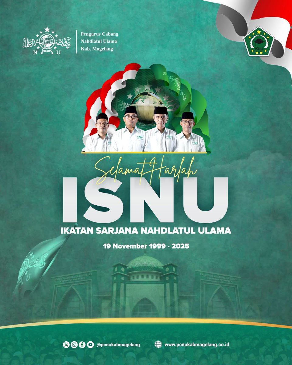 pcnukabmagelang's tweet photo. Selamat Hari Lahir Ikatan Sarjana Nahdlatul Ulama ke 26.
19 November 1999 - 19 November 2025
#pcnukabmagelang
#nahdlatululama
#isnu https://t.co/eHLgItEfhR