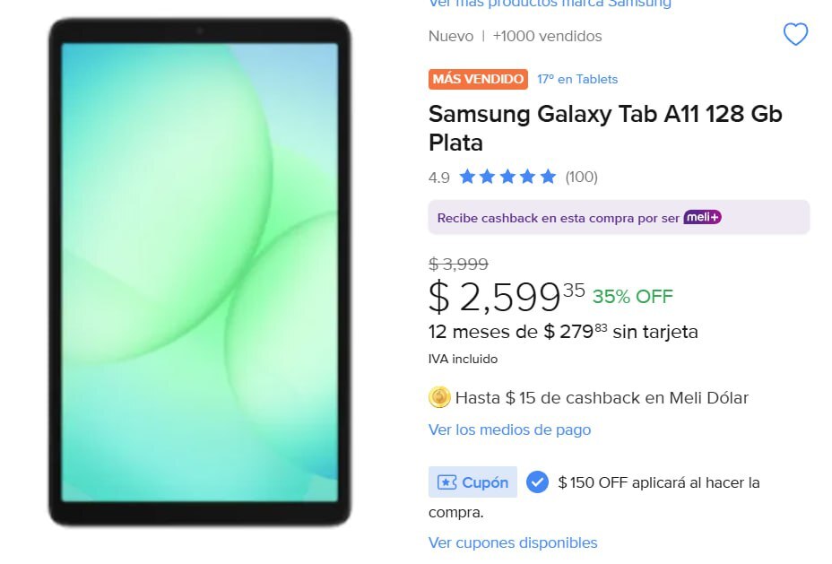 OfertonesMex's tweet image. MercadoLibre: Samsung Galaxy Tab A11 128 Gb Plata

👉Ver Oferta: mercadolibre.com.mx/social/oferton…

-35% de descuento
🔥Precio Oferta: $2,599
Precio Anterior: $3,999

⚡️Unete a nuestros otros grupos:
ofertonesmexico.com.mx

#OfertasMercadoLibre@ofertonesmexico #Tablets #Electronica
