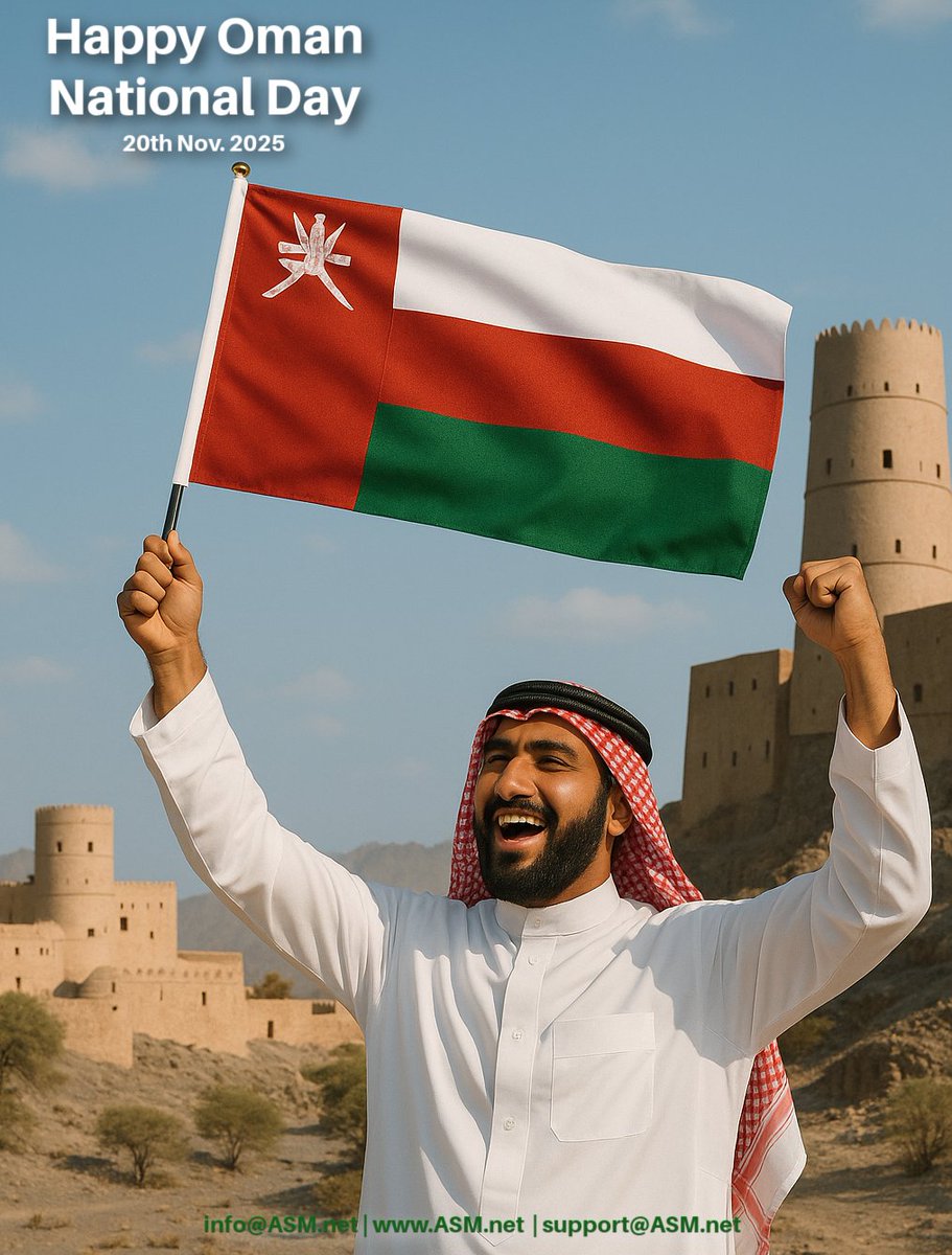 🇴🇲 Happy Oman National Day!
Proud to celebrate the spirit, heritage &amp; progress of the Sultanate of Oman.
From all of us at ASM Process Automation, we wish Oman continued growth, stability &amp; success.
#OmanNationalDay #Oman #ASM #GCC #Automation #DigitalTransformation