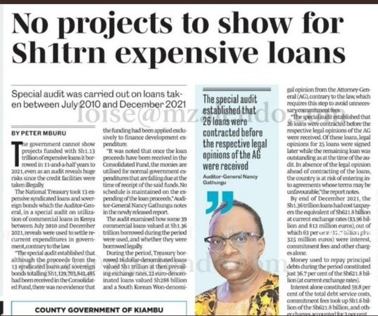 This is why I have been saying everyday that the people of Kenya must refuse to pay loans they never benefited from.

The Accountants are now revealing that Ksh 1.7T withdrawn from the treasury is unaccounted for.

Just a month ago, the Auditor General also revealed that there