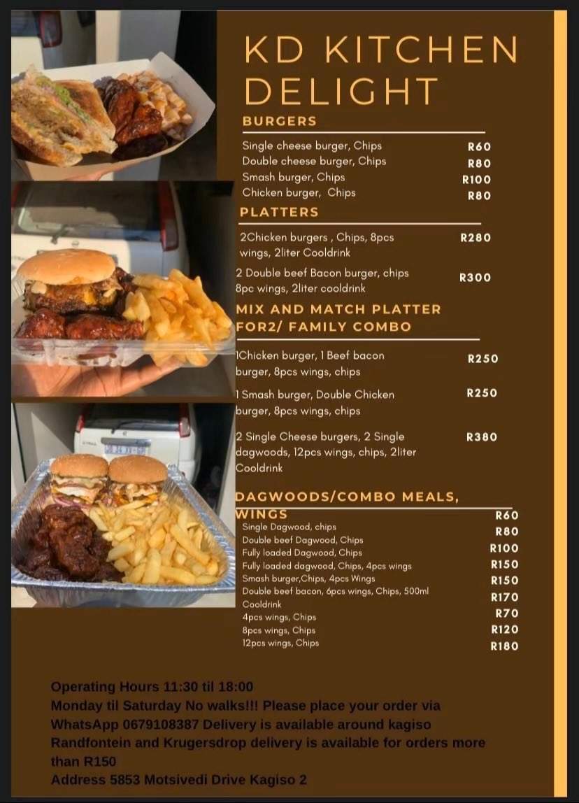 Dumelang 👋We are based in Kagiso Riverside open 11:30 til 18:00 No walk-ins to place an order kindly order via WhatsApp 0679108387 kindly please retweet 🤍🤍🤍
Frame 1 R150
Frame 2 R170(500ml) Cooldrink 
frame 3 R150