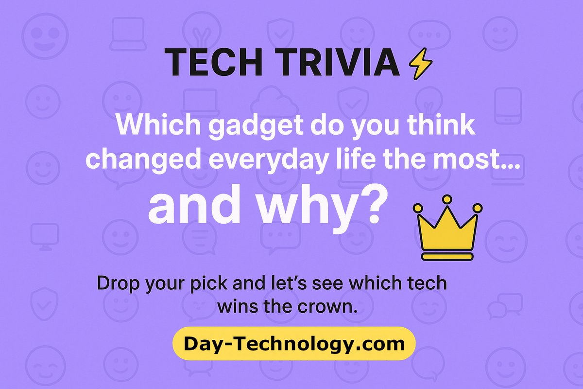 DayTechnology1's tweet image. Tech Trivia!!! ⚡
Which gadget do you think changed everyday life the most… and why? 🤔💬

Drop your pick and let’s see which tech wins the crown. 👑📱💻

Explore Latest Gadgets at 👉 Day-Technology.com

#TechTrivia #GadgetTalk #TechFun #TechCommunity #TechChat #TechFacts