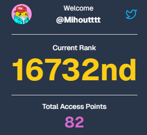 Mihoutttt's tweet photo. I just scored 82 Access Points on Rally! 🚀

Join me and earn rewards for your influence. https://t.co/vKnVuB20HI https://t.co/9Wo3sLWV8W