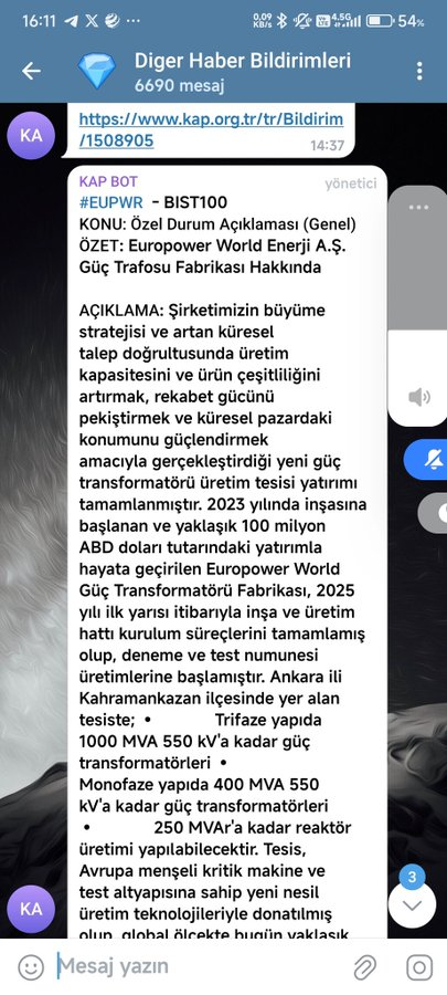 #eupwr 
Yatırımlar devreye giriyor. 💥💥💥