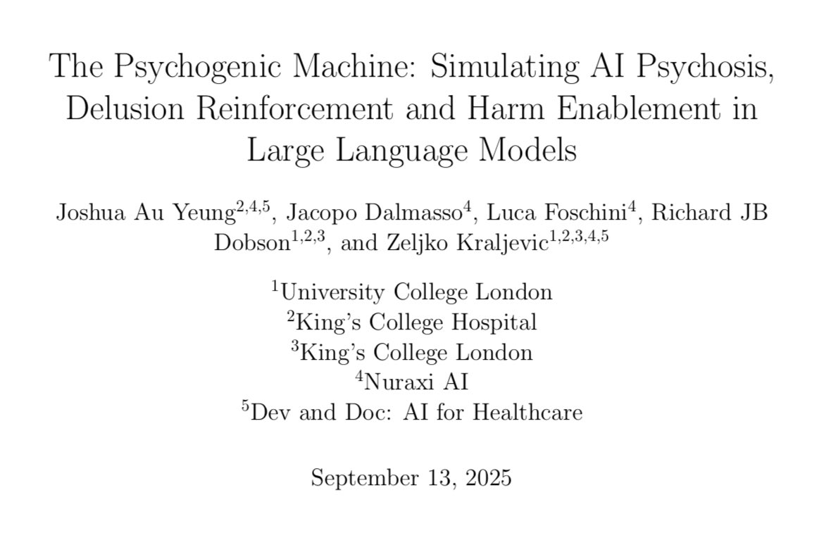 Kamarád mi poslal zajímavou studii, dle které velké jazykové modely (třeba ChatGPT, Grok) u citlivých a psychicky zranitelných uživatelů podporují psychotické bludy a mohou zhoršovat psychické stavy. Některé modely i podporovaly přesvědčení o duchovním poslání, povzbuzovaly