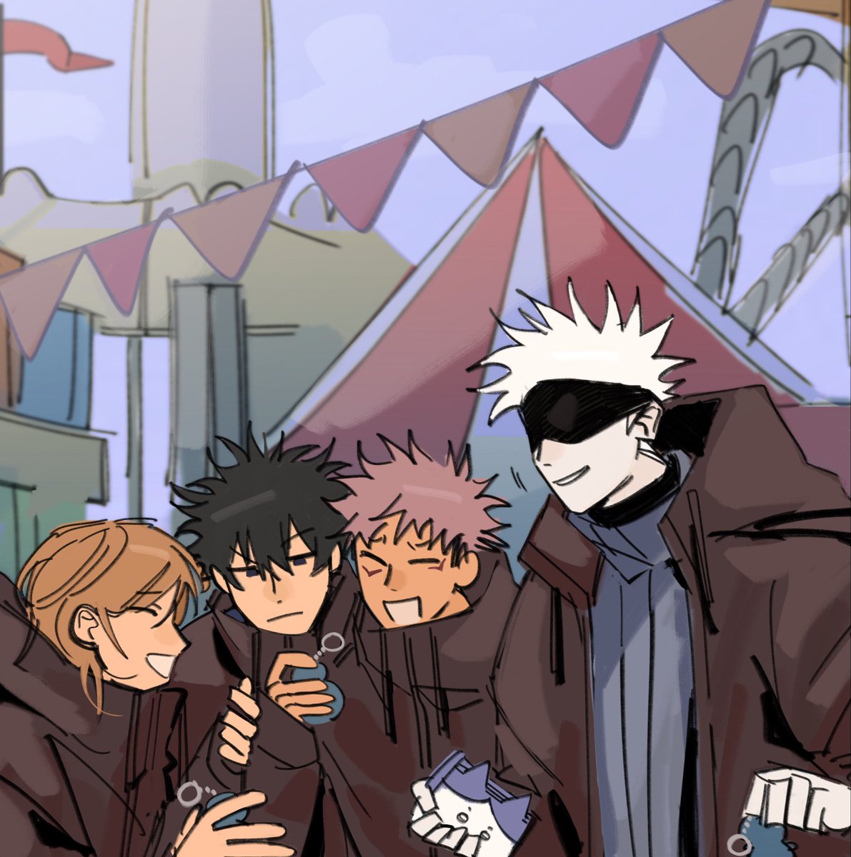 boxlimee's tweet image. Itafushikugi and gojo buying matching keychains while on a mission c:

#jjk #jujutsukaisen