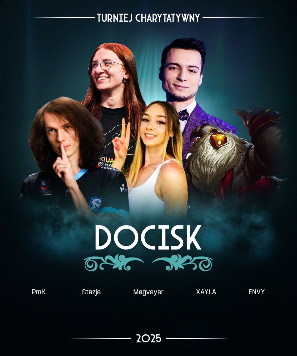 kaczy102's tweet image. Przed wami potężny skład @DOCISK_
Następujący gracze to:
TOP - @M4Ci3
JG - @Stazjaa
MID - @MagvayerLOL
ADC - @xaylalol
SUP - @envy7z
Jak myślicie będzie docisk? :)