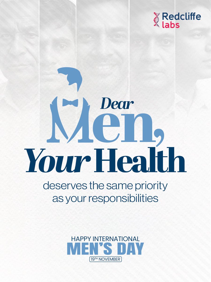 redcliffelab's tweet image. 1 in 2 Indian men above 35 has either diabetes, cholesterol issues, or hypertension, but most don’t get tested on time.

Dear Men, your health matters!
This International Men&apos;s Day, start prioritizing your health one step at a time!

#mensday #internationalmensday