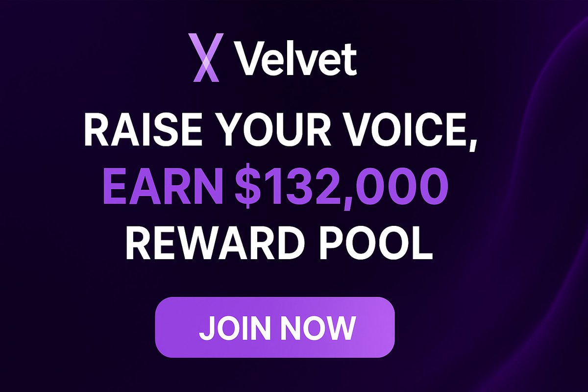 Let me be honest 
This cycle, everyone is chasing points and seasons but ignoring one of the clearest bags on-chain right now

A $132,000 $VELVET reward pool that’s already live on <a href="/Velvet_Capital/">Velvet</a>
Not a promise. 
Not soon, It’s happening now.

🧵🧵