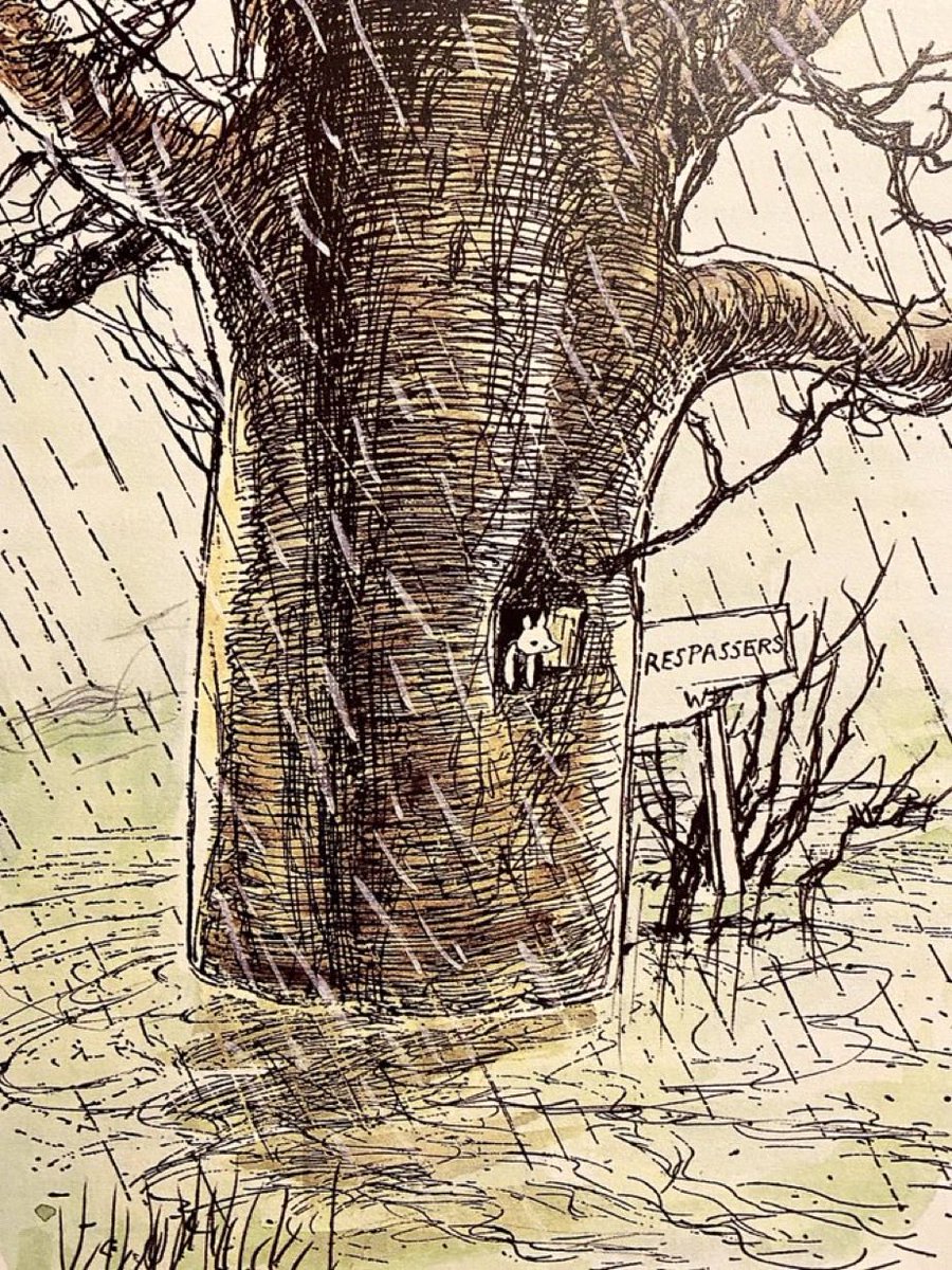 A_AMilne's tweet image. Piglet told himself that never in all his life, and he was goodness knows HOW old - three, was it, or four? - never had he seen so much rain. 
“If only,” he thought, as he looked out of the window, “I had been in Pooh’s house, then I would have had Company.” ~A.A.Milne