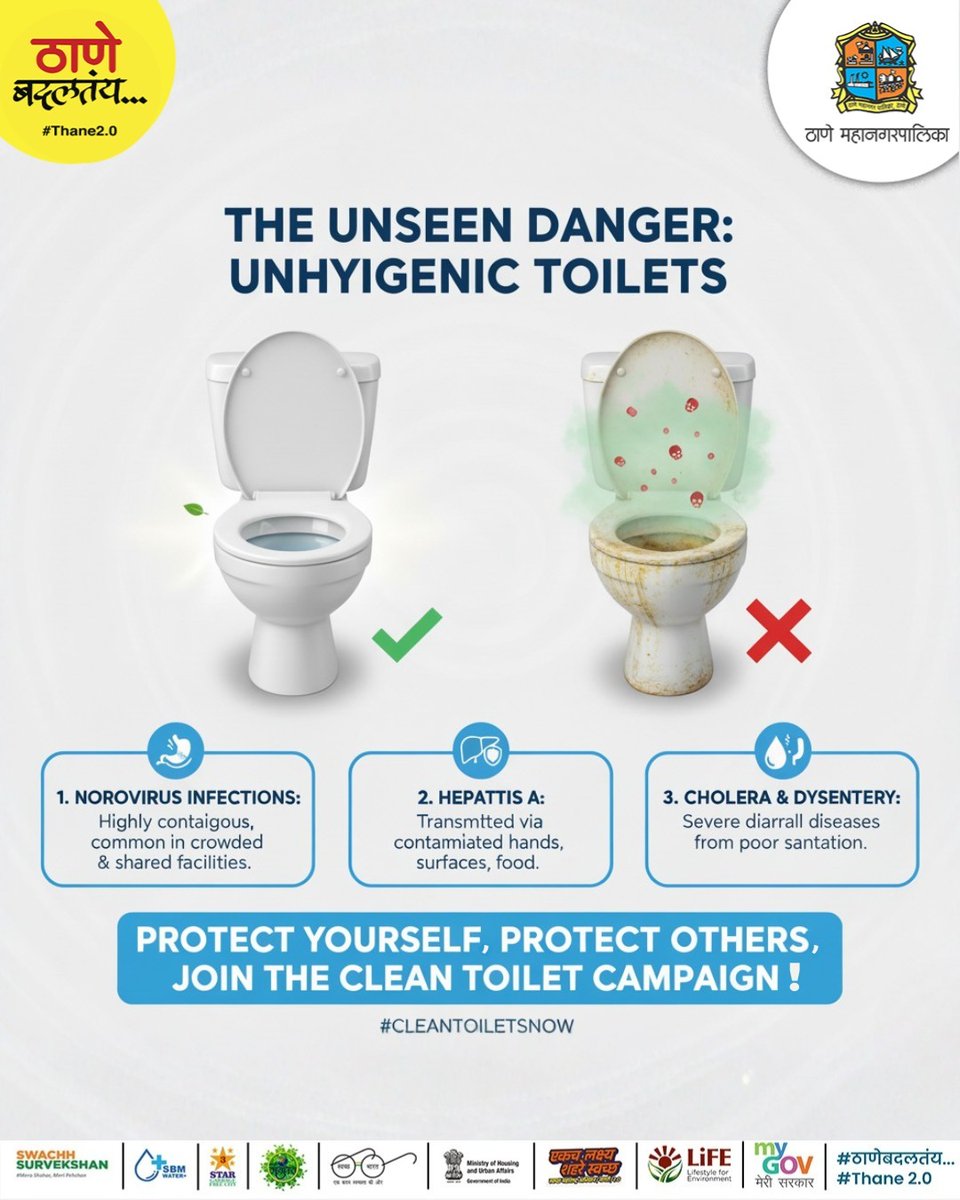 TMCaTweetAway's tweet image. Clean habits create a healthier community.
Use toilets responsibly and help protect thousands from preventable diseases.

(Clean toilets, Hygiene, Public health, Preventable diseases, Safe sanitation, Community cleanliness)

#CleanToiletsNow #HygieneMatters  #StopTheSpread #thane