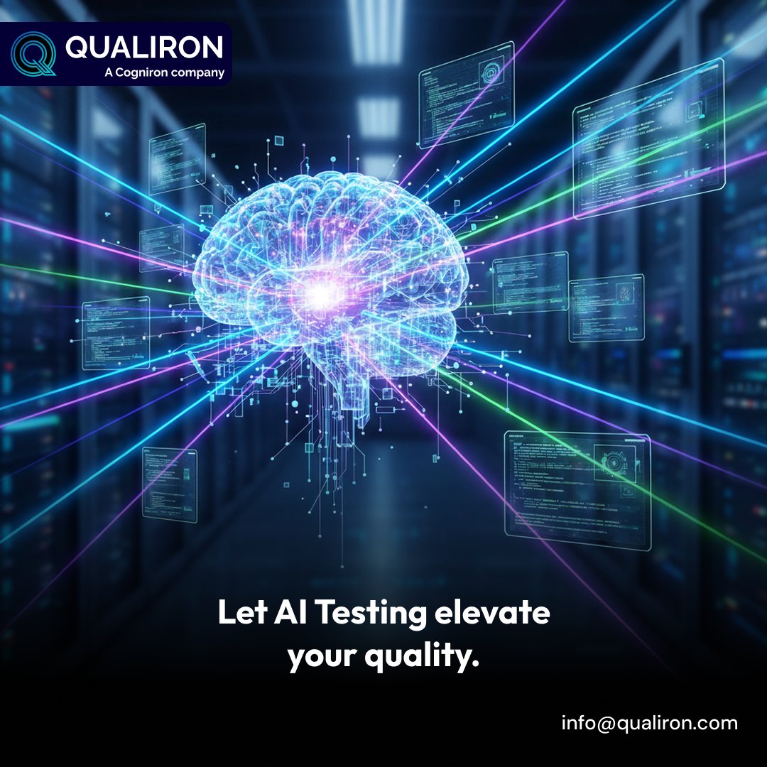 qualiron's tweet image. GenAI boosts quality engineering with evolving tests, sharper risk insights, and automated coverage.

At Qualiron, it cuts uncertainty and removes repetitive work so teams ship faster with confidence.

#GenAIQE #Qualiron #AIinTesting #FutureOfQA #DigitalQuality