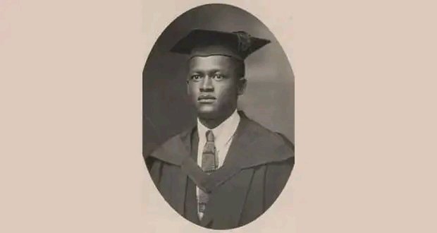 Young Zachariah Keodirelang Matthews on his graduation day at the South African Native College (Fort Hare) c 1923. He married Frida Bokwe in 1928. After being the headmaster at Adams College in the 1920s, he earned an LLB degree from UNISA in 1930 &amp; was awarded an MA from Yale