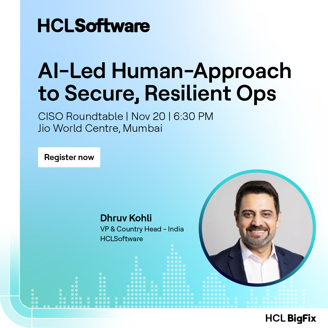 HCLSoftware's tweet image. AI can’t lead the charge alone. Human expertise still anchors resilience.
Join Dhruv Kohli from HCLSoftware at the CISO roundtable on balancing AI + human expertise for secure, scalable operations with #HCLBigFix.

Register: hclsw.co/icglfd 
@ISMG_News 
#HCLSoftware #CISO
