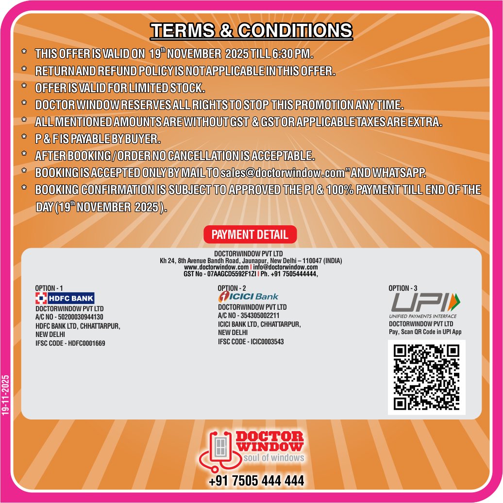 DOCTORWINDOW_IN's tweet image. 😎 𝗗𝗵𝗶𝗻𝗰𝗵𝗮𝗸 𝗢𝗳𝗳𝗲𝗿 𝗧𝗶𝗺𝗲! 😎
Grab the deal of the season — limited time!
⏳ Valid till 𝟭𝟵 𝗡𝗼𝘃 𝟮𝟬𝟮𝟱, 𝟲:𝟯𝟬 𝗣𝗠
📞 +𝟵𝟭 𝟳𝟱𝟬𝟱 𝟰𝟰𝟰 𝟰𝟰𝟰
📧 sales@doctorwindow.com

#blackmesh #ssmesh #MosquitoProtection #doctorwindow #pvcdoors #soulofwindows