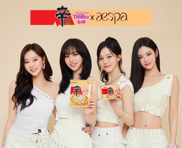 mjkmwntr's tweet image. aespa has been selected as the global ambassadors for Shin Ramyun. 

This is the first time Shin Ramyun has appointed global ambassadors, and aespa will promote the brand worldwide with a K-pop focus.

Special packaging featuring aespa will launch in China this month, followed by…