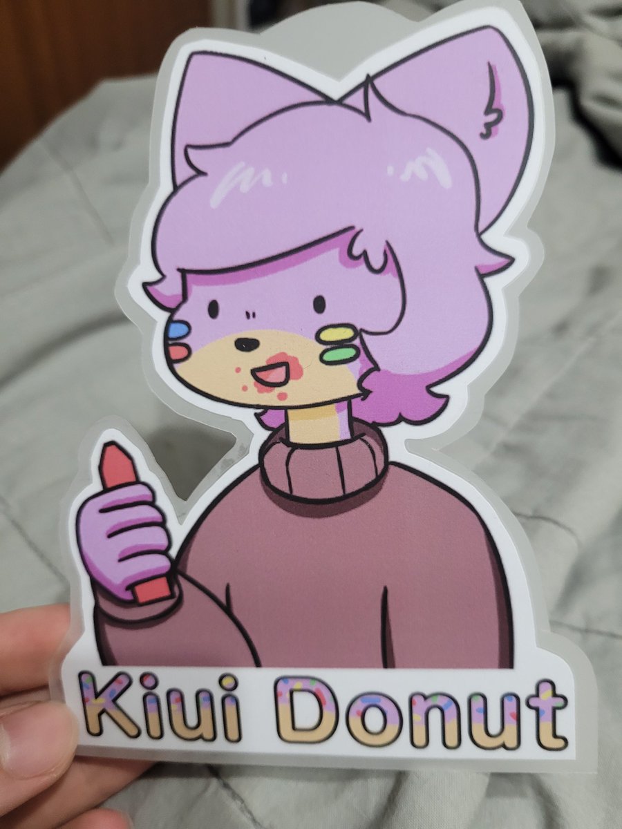 I felt slightly cringe handing over a picture of my fursona eating crayons to the guy behind the counter for laminating..

But I think it turned out pretty good!