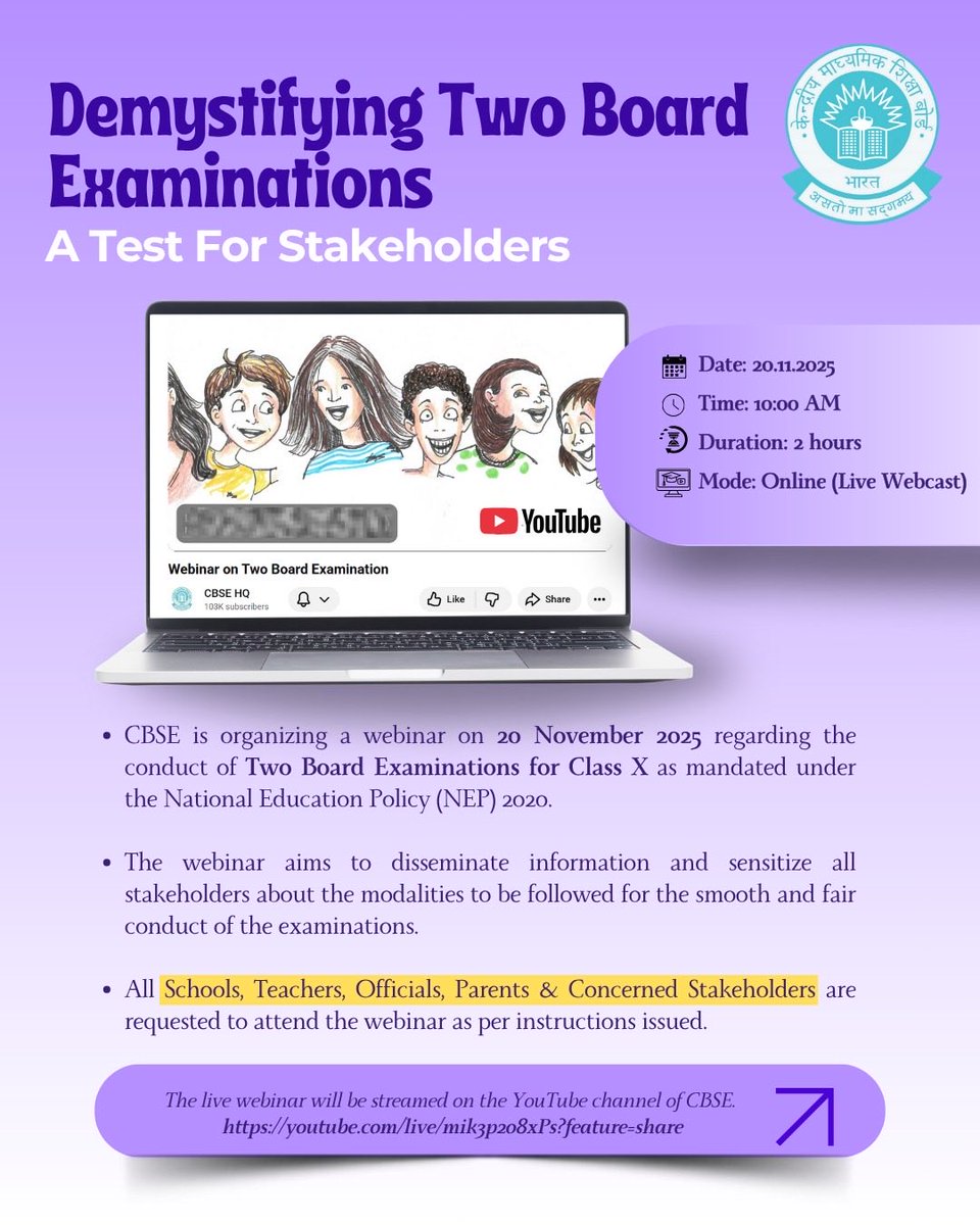 cbseindia29's tweet image. Watch the live webinar here:

m.youtube.com/live/mik3p208x…

#cbse #cbseboardexam