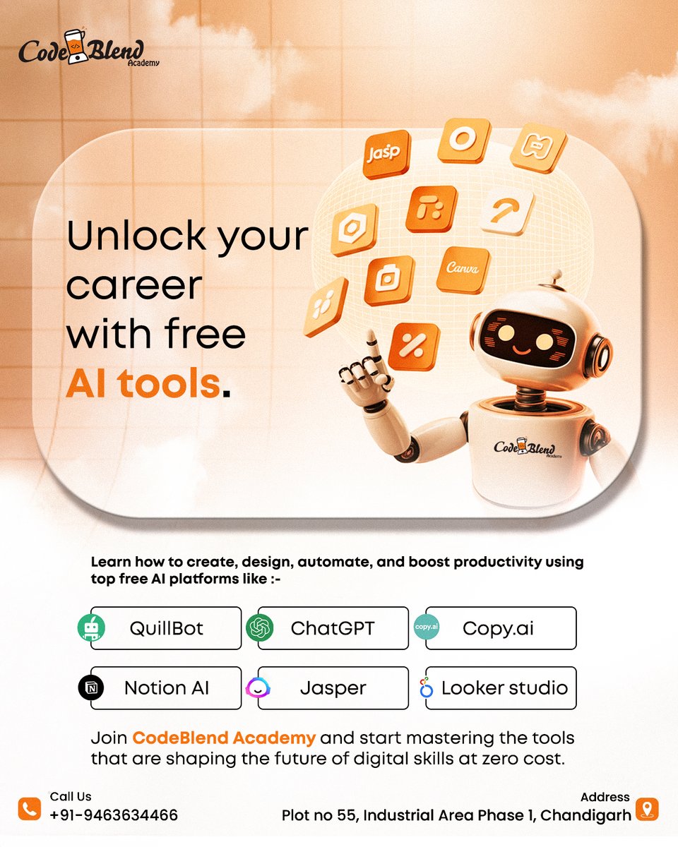CodeblendA's tweet image. Unlock the power of AI and take your career to the next level! 🚀
Learn how to create, design, automate, and boost productivity using top free AI tools.
Start your digital journey today at zero cost! 💡

#AItools #FreeAITools #DigitalSkills #CodeBlendAcademy #AITraining