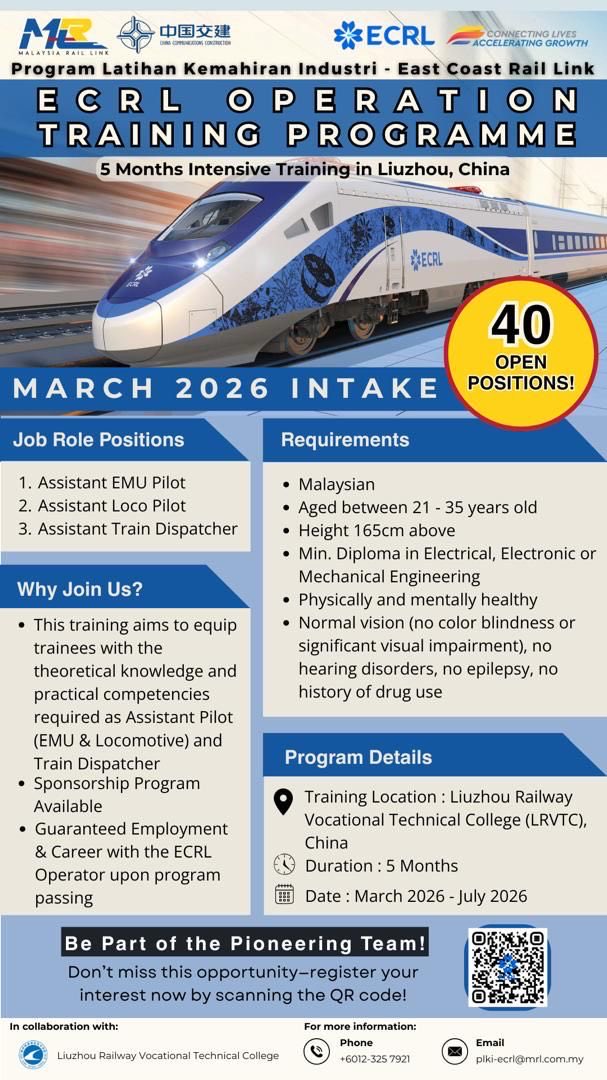 theskinrepublic's tweet photo. Anyone interested nak jadi ECRL Operator? 

Boleh try apply for this training. Kalau pass, guaranteed employment with ECRL. https://t.co/luWyM53Fzh