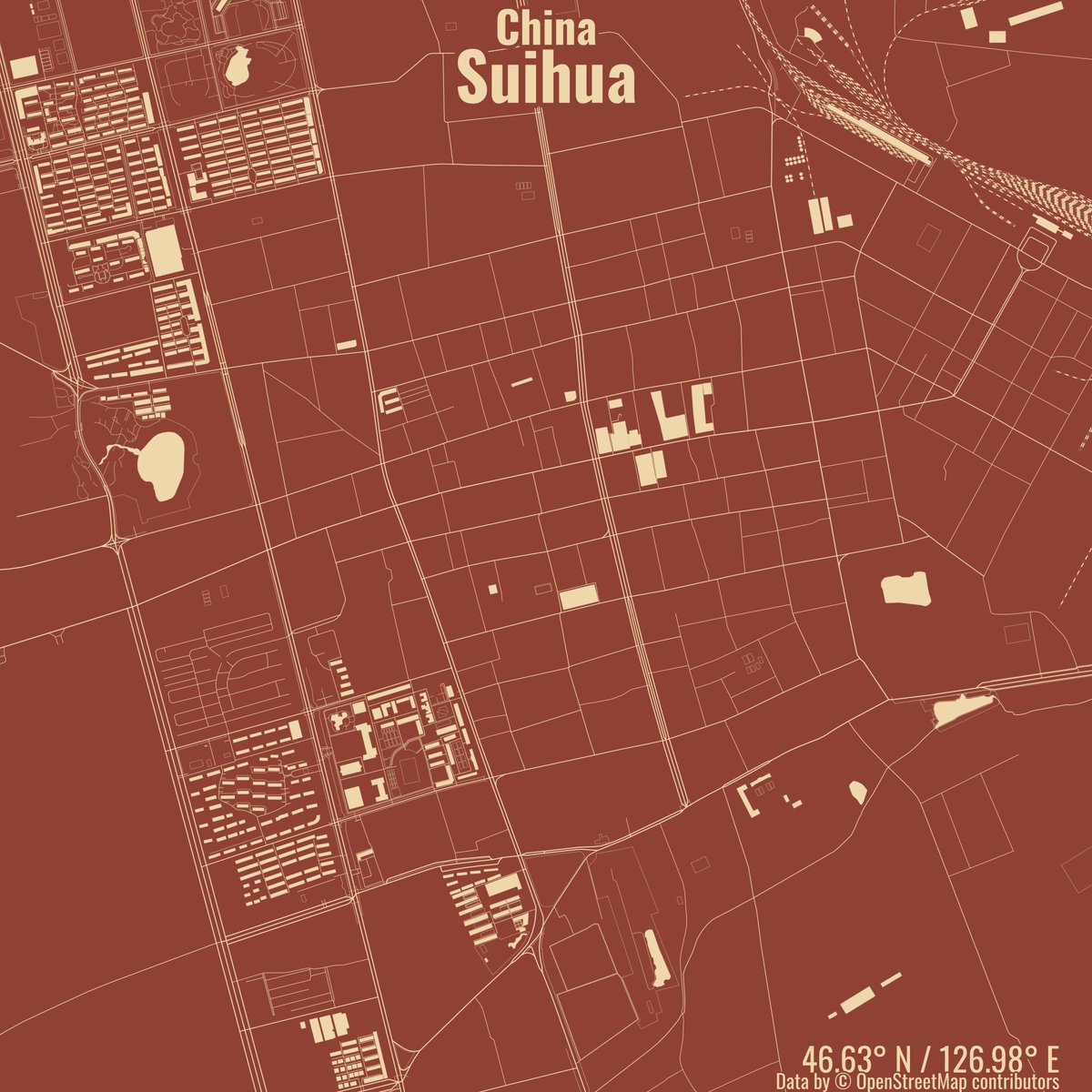 rcityviews's tweet image. Image of Suihua, China created in #rstats using data from #OpenStreetMap.